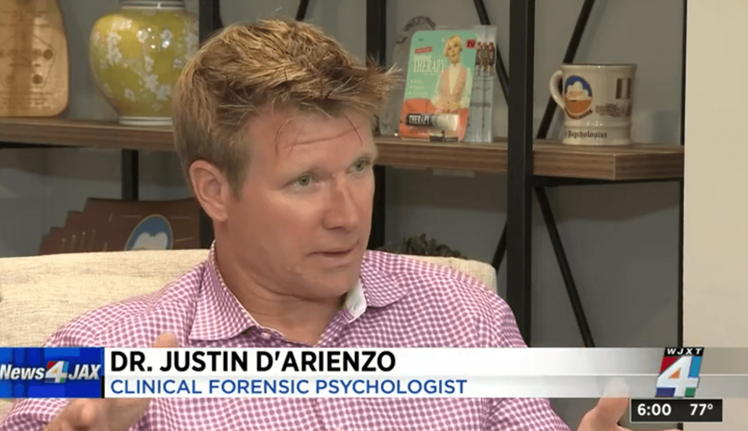 Forensic psychologist Dr. Justin D'Arienzo discussing the Tristyn Bailey case on News4Jax